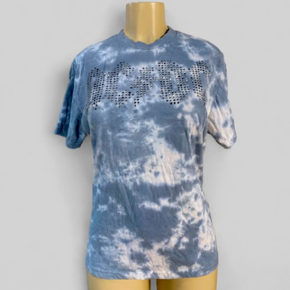AC/DC Studded Tie Dye T Shirt Unisex Size S. NWOT